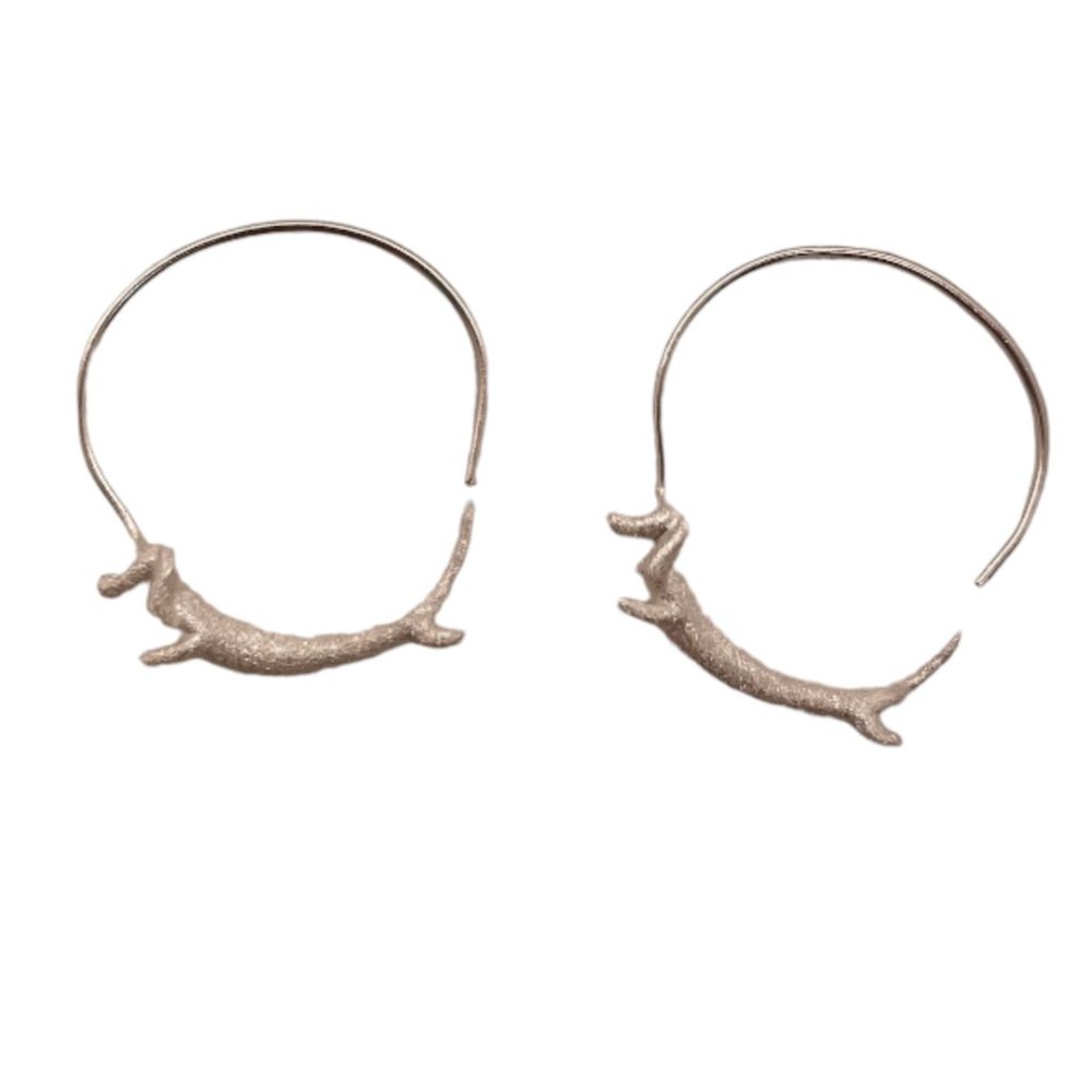 ⭐️❤️❤️ FREE Dog Puppy Dachshund Hoop Boho Peasant Chic Modern Artsy Art Earrings